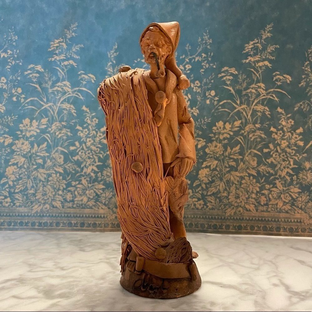 Vintage Italian Terracotta Fisherman Figurine